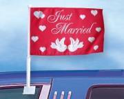 Just Married Pink bilflag